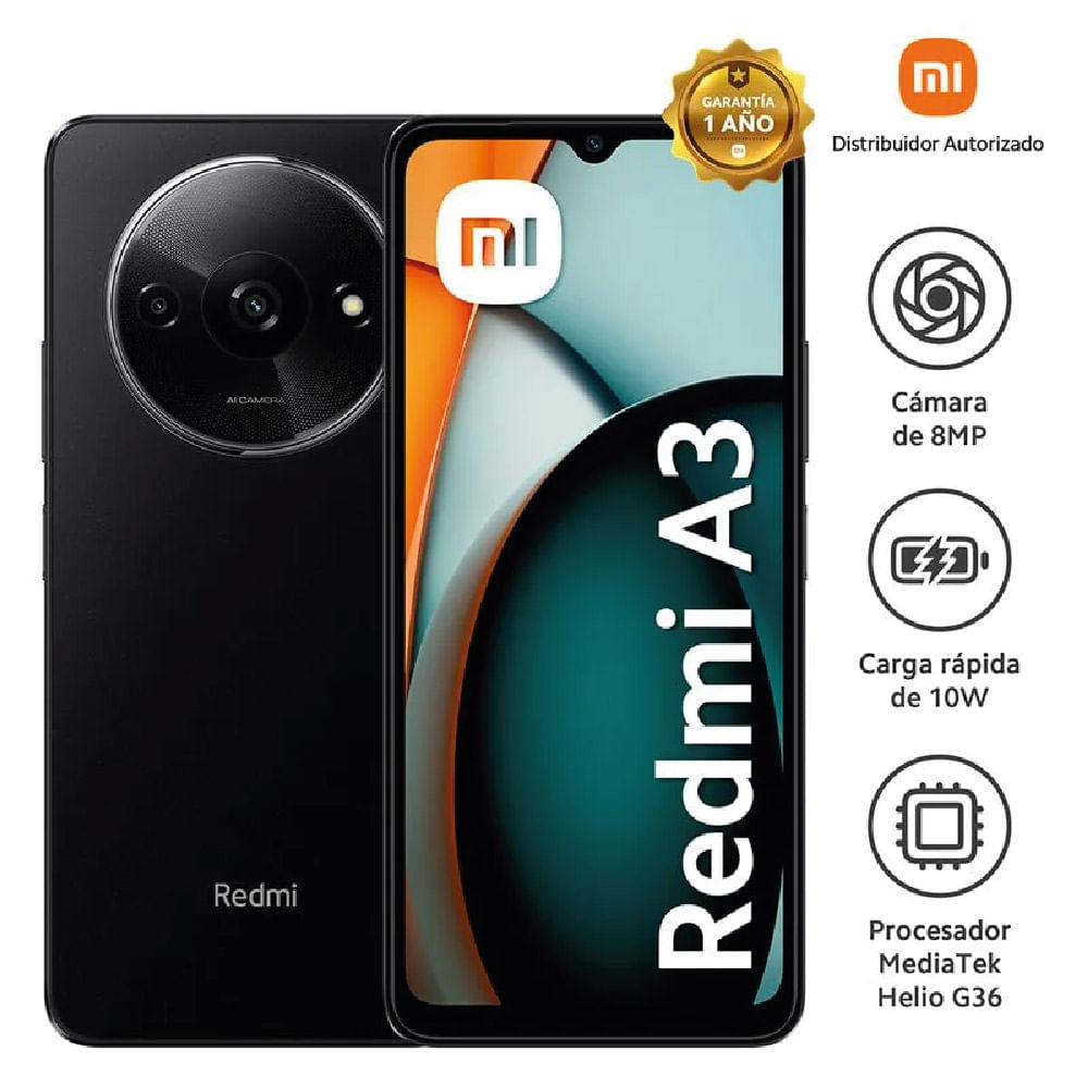 Celular Xiaomi Redmi A3 Negro Ocaso 3GB Ram 64GB Rom