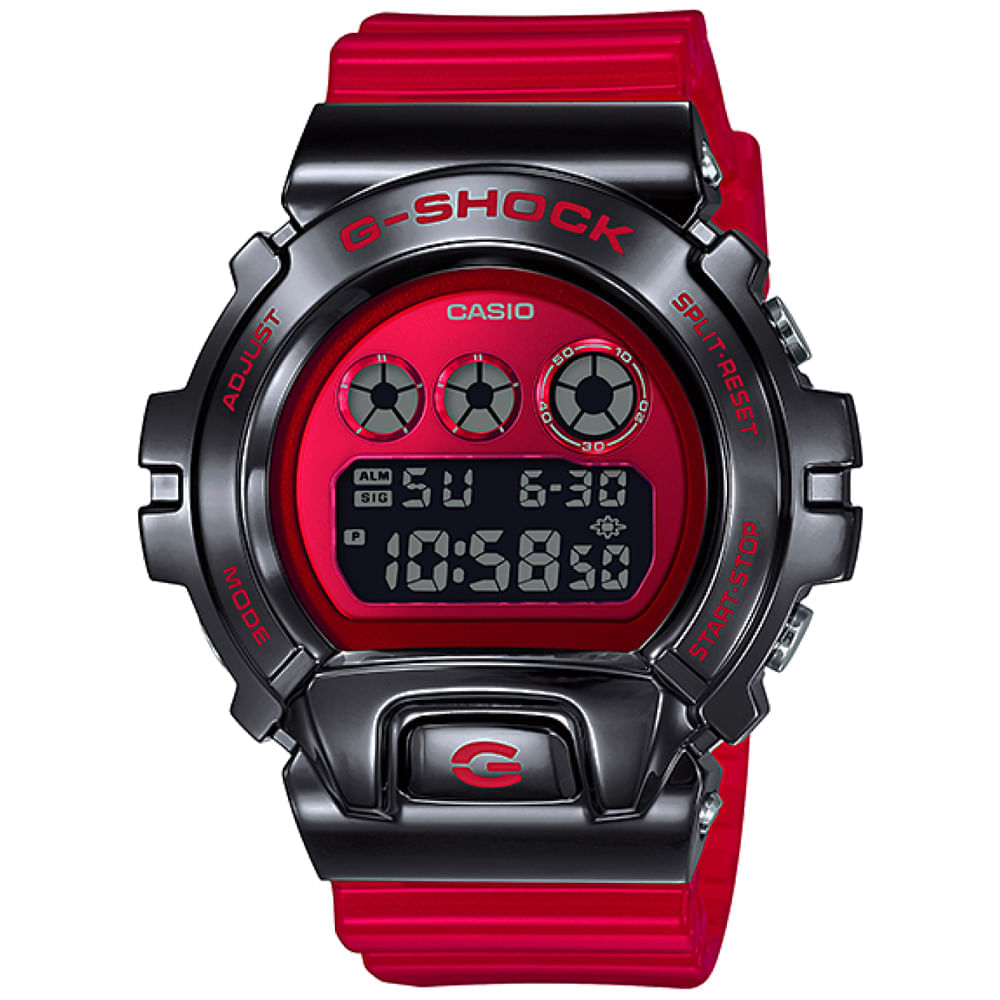 Reloj Casio G-Shock GM-6900B-4 Digital Luz de Fondo Acero Inoxidable Negro Correa Resina Roja