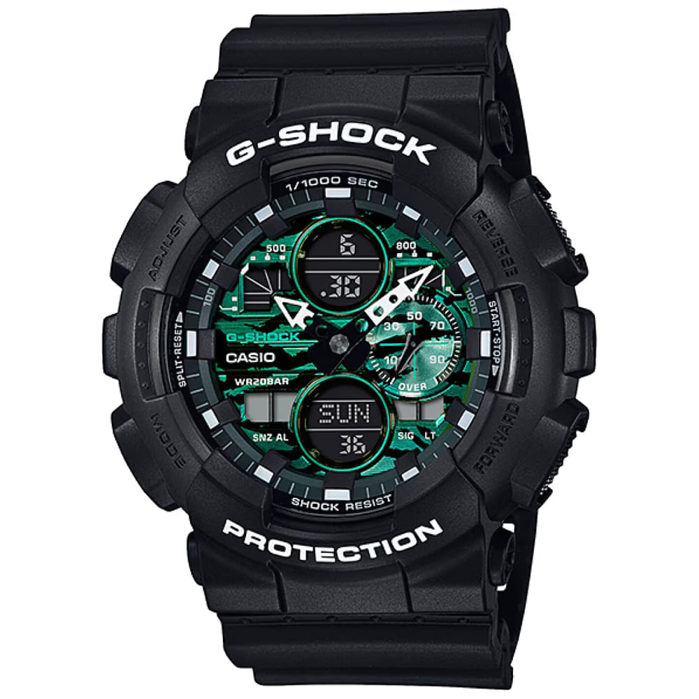 Reloj Casio G-Shock GA140MG-1A Analógico Digital Luz LED Resina Negro Dial Verde