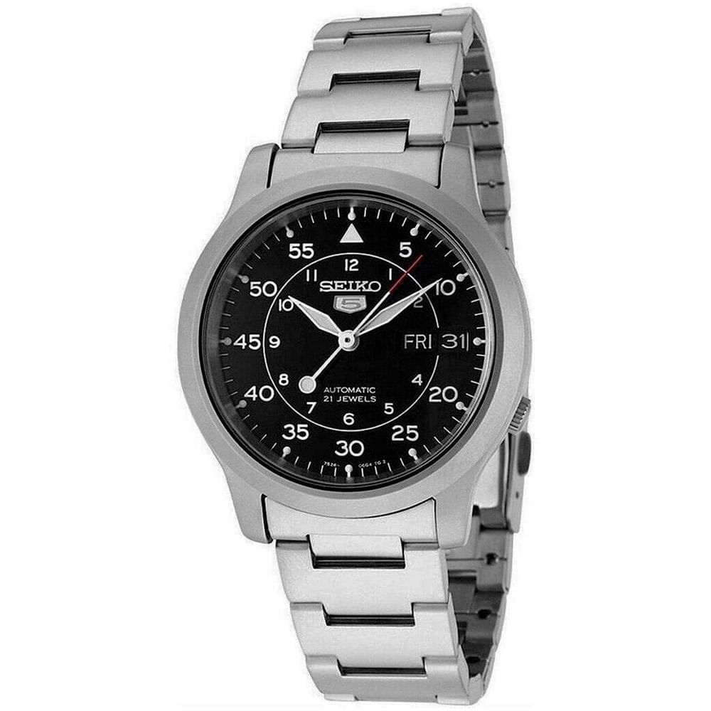 Reloj Seiko 5 SNK809K1 Automático Fecha Acero Inoxidable Mate Dial Negro