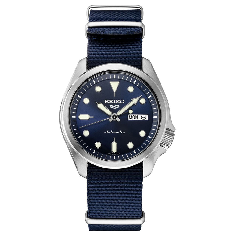 Reloj Seiko 5 Sports SKX SRPE63 Automático Fecha Acero Inoxidable Correa Nailon Azul
