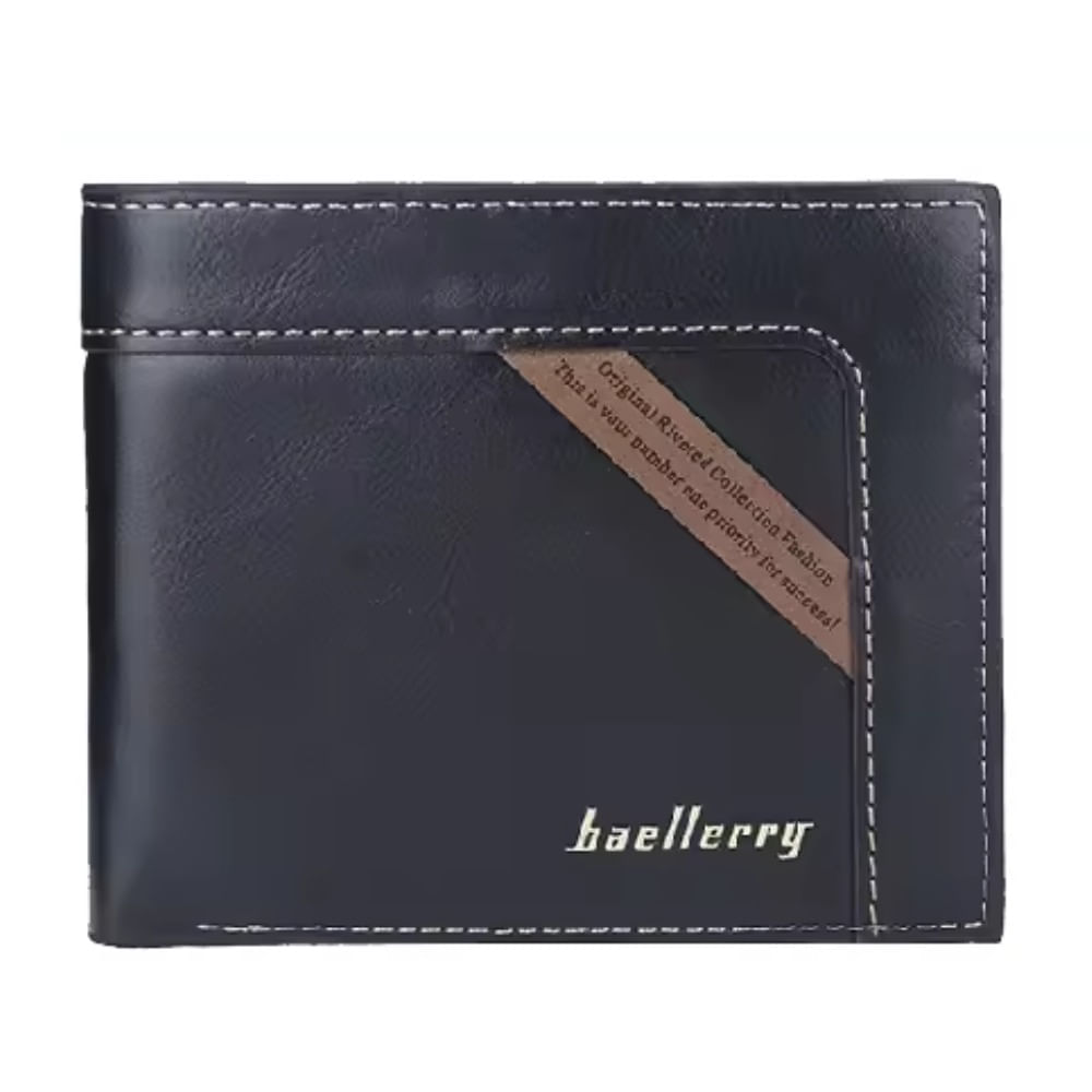 Billetera Clásica De Cuero Vegano DR075 Negra