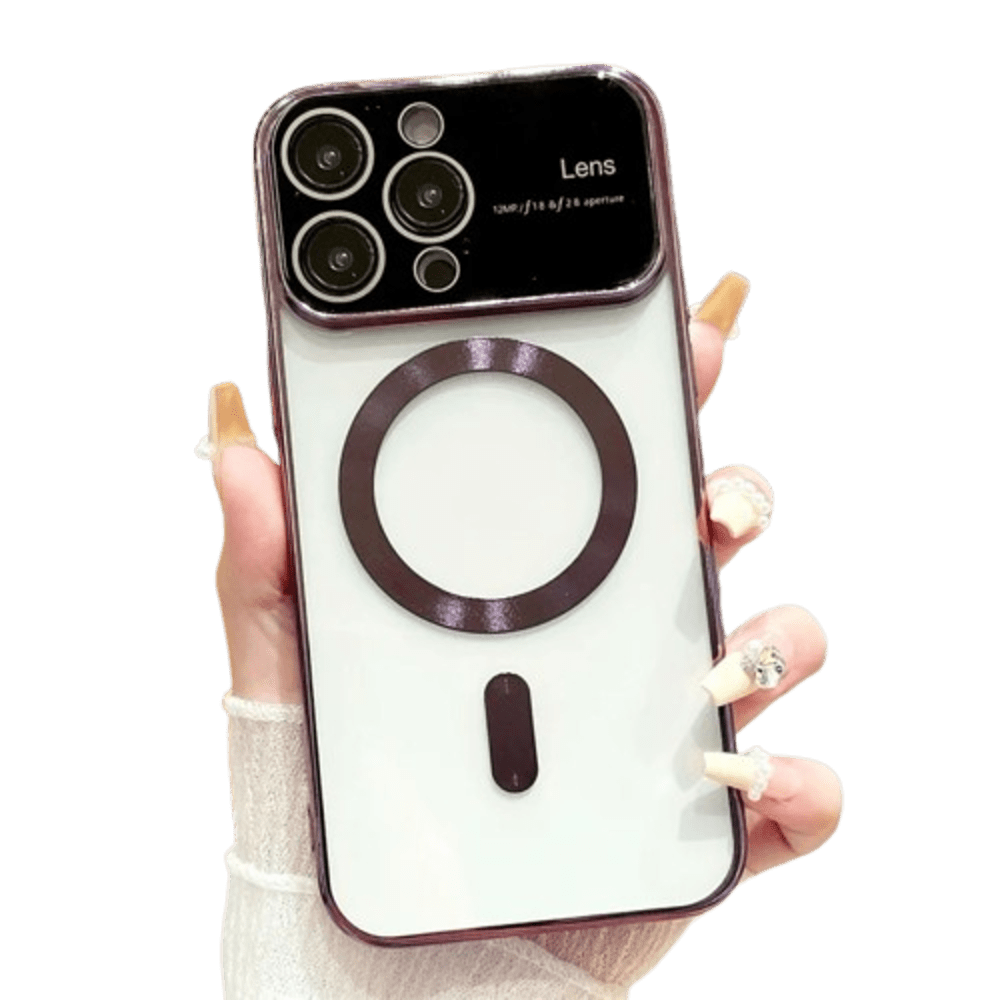 Funda para iPhone 15 Pro Max MagSafe Metalizado Morado Lens Protector Resistente a Caídas y Golpes