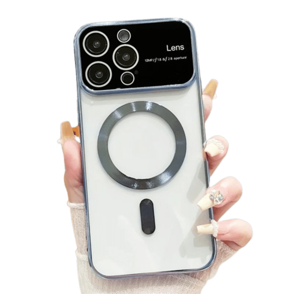 Funda para iPhone 15 Pro Max MagSafe Metalizado Azul Lens Protector Resistente a Caídas y Golpes