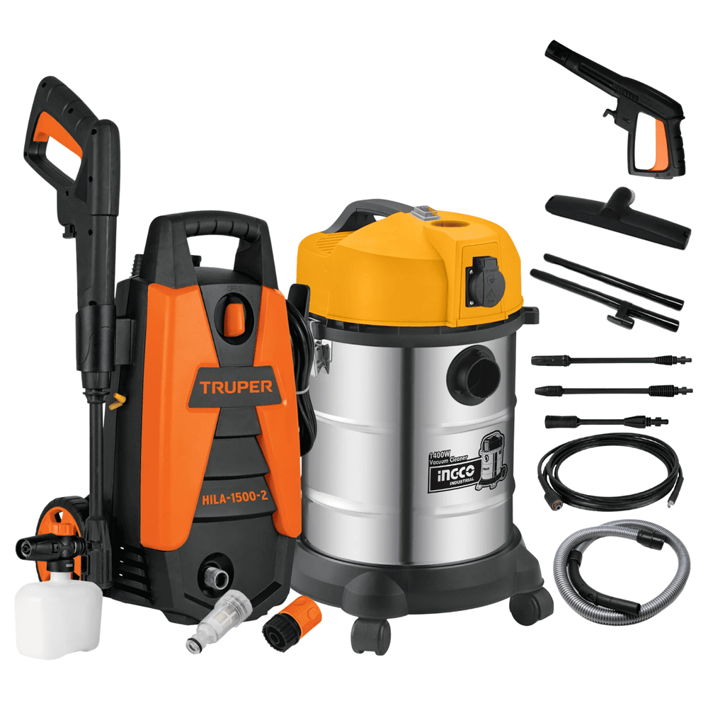 Hidrolavadora 1500 Psi Truper + Aspiradora 30 Litros ingco 102095-VC14031