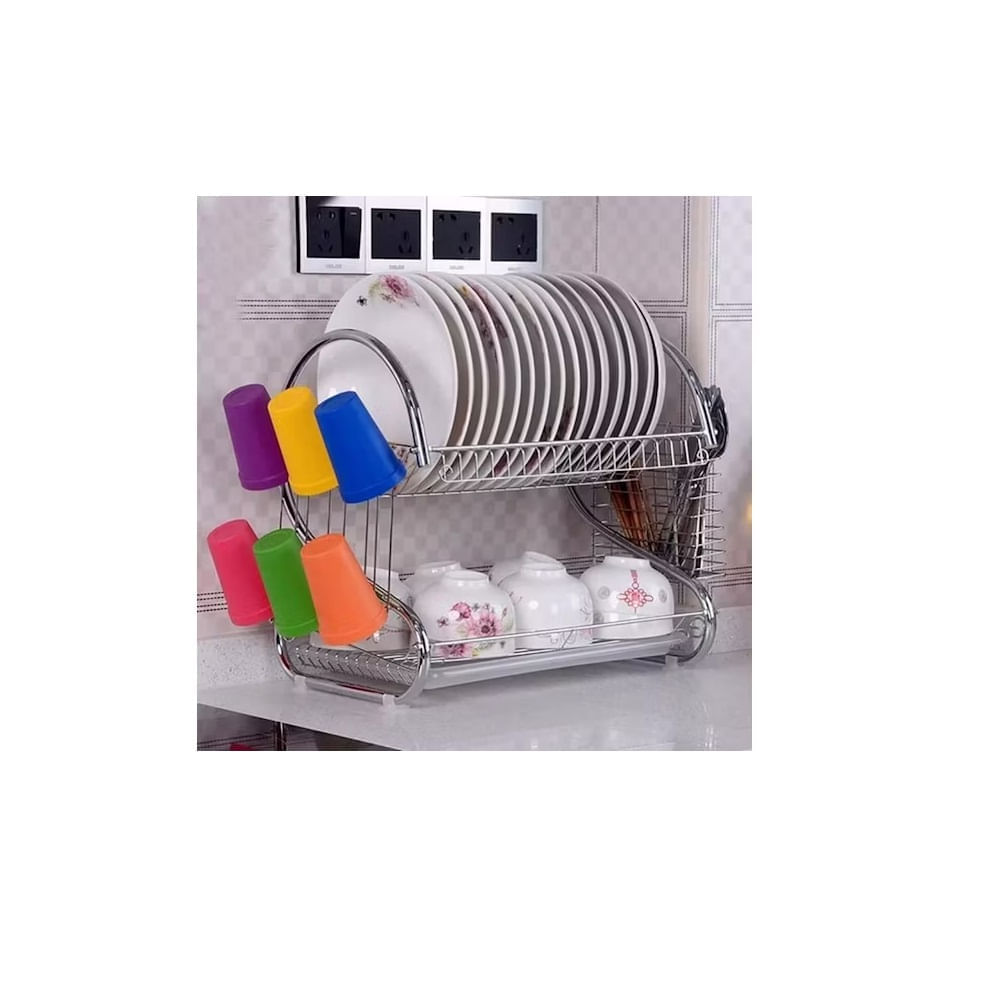 ESCURRIDOR DE PLATOS 2 PISOS DE METAL