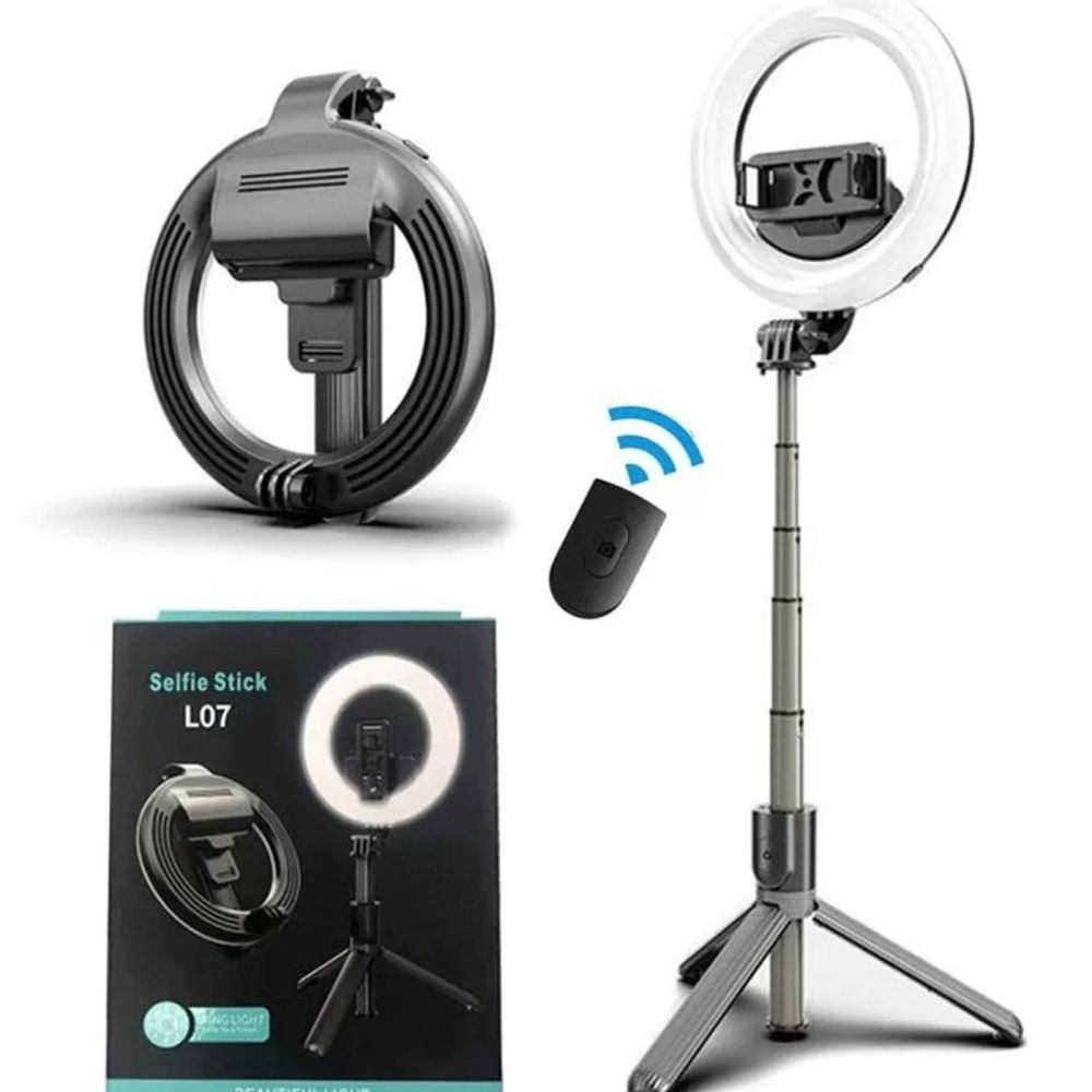 Anillo de Luz Palo Selfie L07 LED con Trípode y Control Remoto Inalámbrico