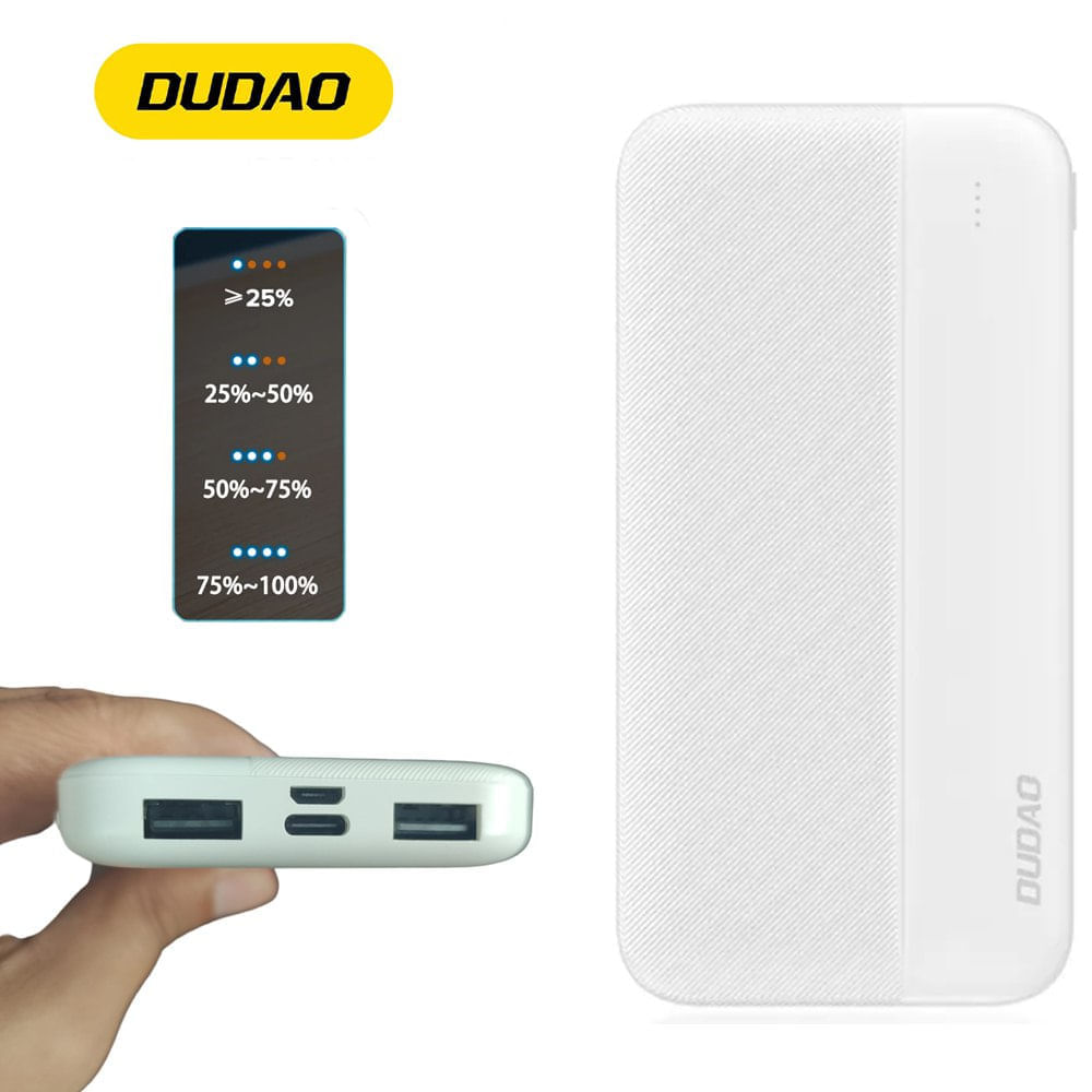 Power Bank DUDAO K4S 10000mAh Iluminación Led Bateria Portatil Blanco