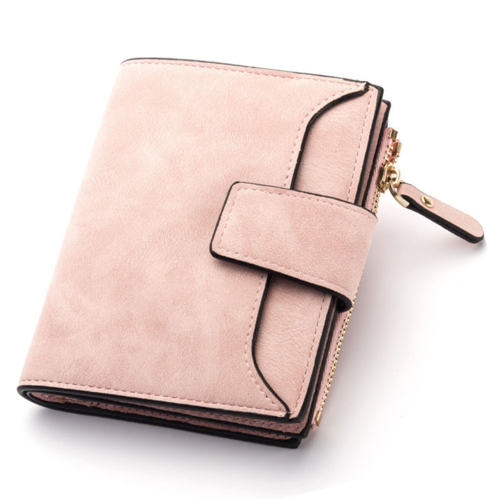 Billetera De Cuero Vegano N2347 Para Dama Rosada