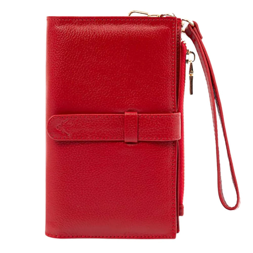 Billetera Y Porta Pasaporte De Cuero Vacuno Para Dama ARW03 Rojo