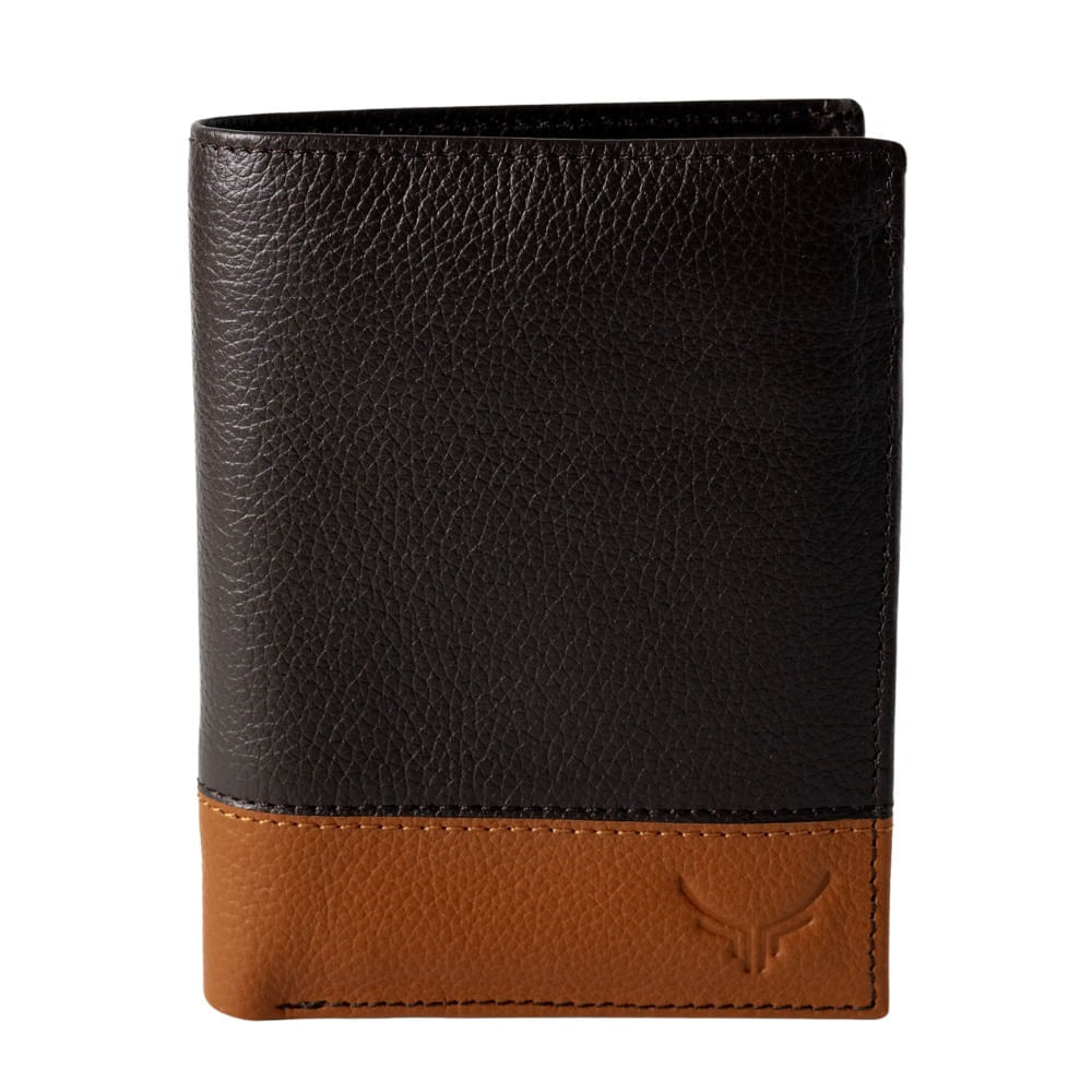 Billetera De Cuero Vacuno AR08 Marrón Con Camel