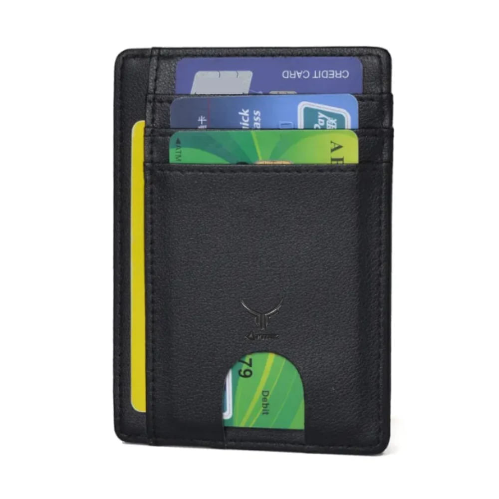 Tarjetero De Cuero Vacuno 1208 Negro