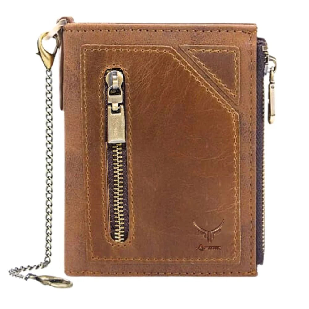 Billetera De Cuero Vacuno Con Efecto Desgastado BP876 Marrón