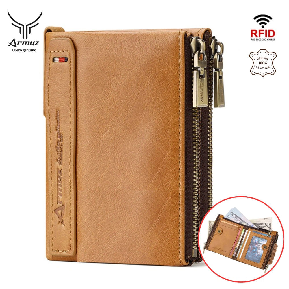 Billetera De Cuero Vacuno KA03 Marrón