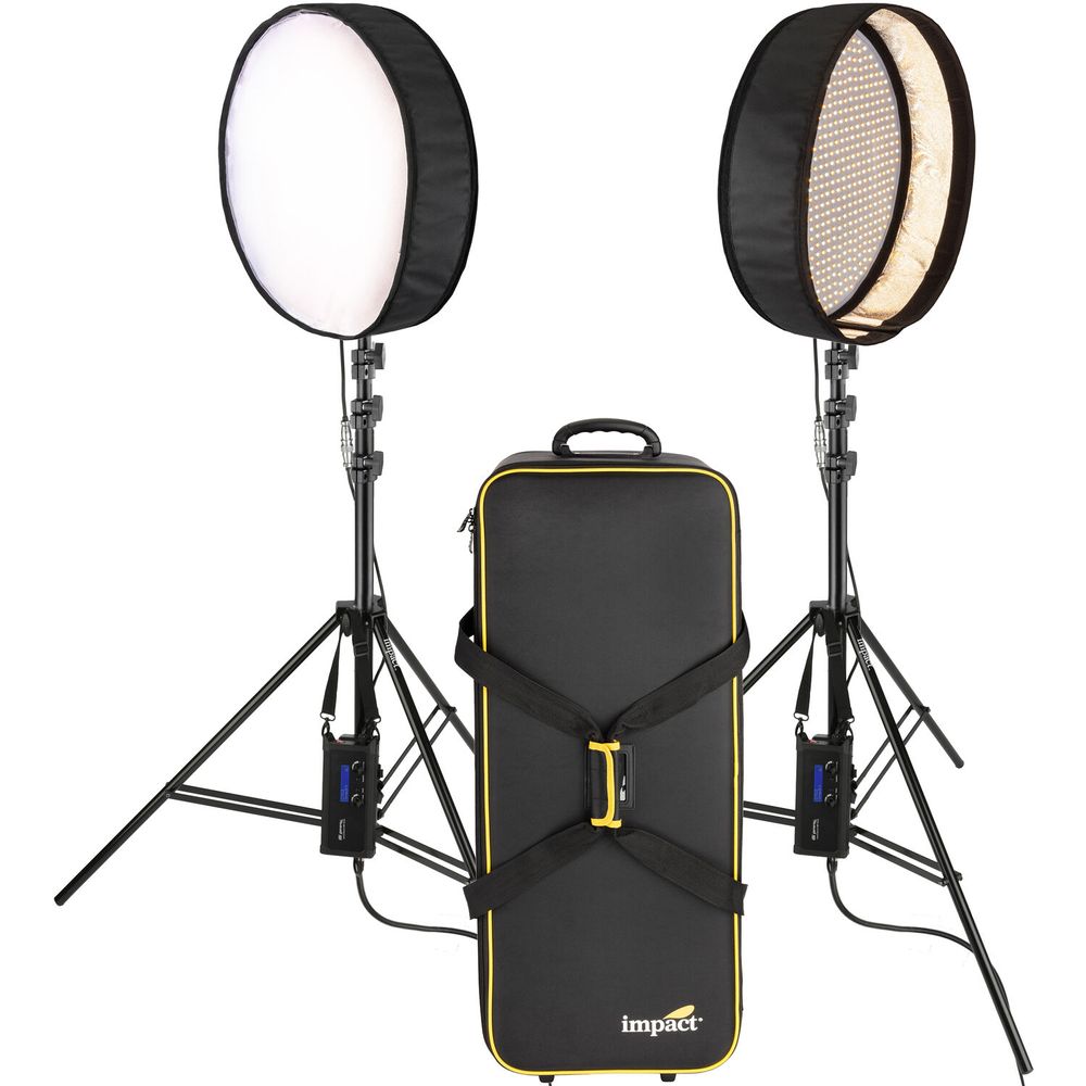 Kit de 2 Luces Led Genaray Portasun Redondas Flexibles Bi Color con Soportes Y Bolsa con Ruedas