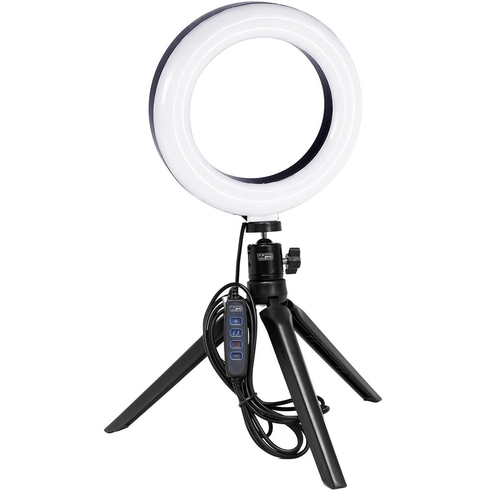 Kit de Luz de Anillo Led Vidpro Bi Color con Trípode de Mesa Y Cabezal de Bola 6