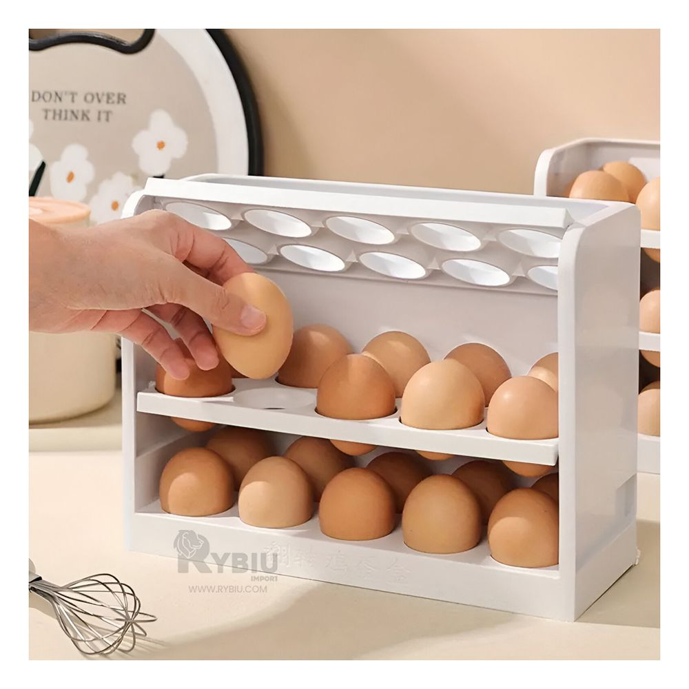PORTA HUEVOS DE TRES NIVELES PARA 30 HUEVOS - blanco
