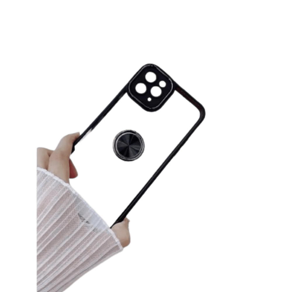 Funda Case para Samsung A04S Transparente Cromado Negro Antishock Resistente ante Caídas y Golpes
