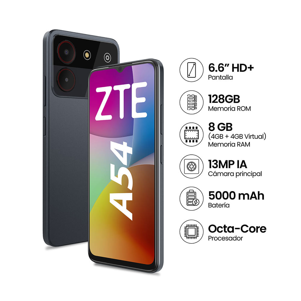 Smartphone ZTE Blade A54 (4+4)+128GB Gris