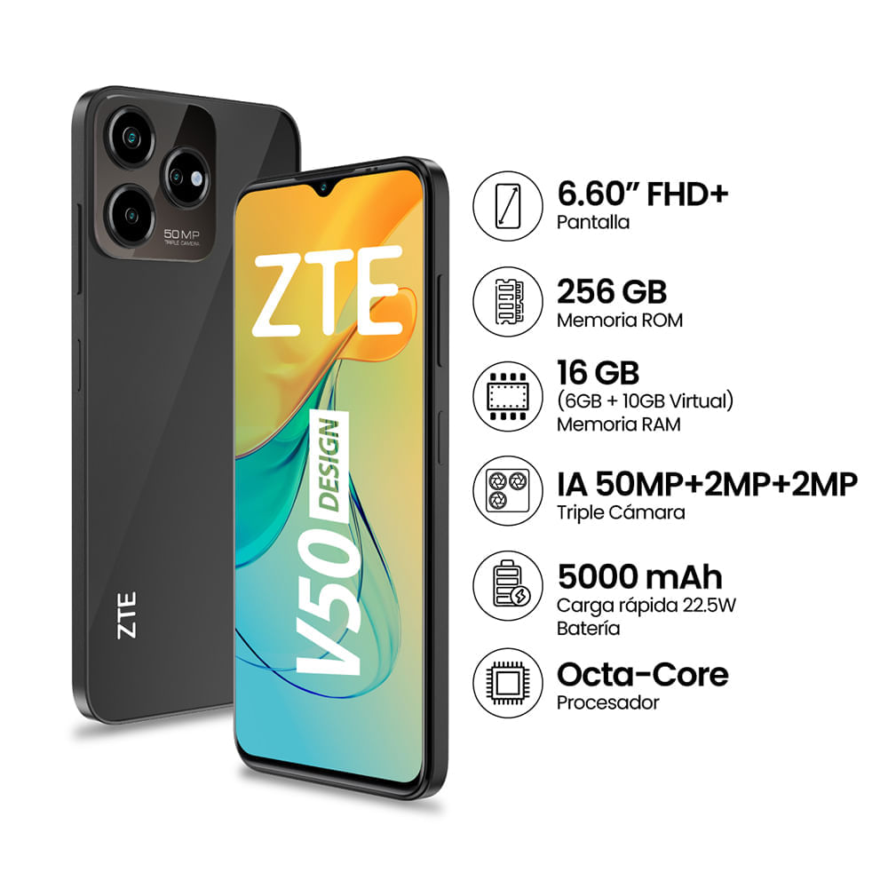 Smartphone ZTE Blade V50 Design (6+10)+256GB Negro