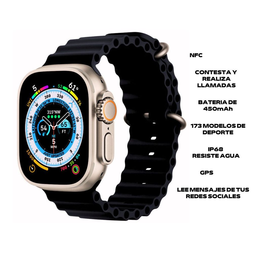 Smartwatch H11 Ultra Plus Negro Serie 8 Bateria 450mAh