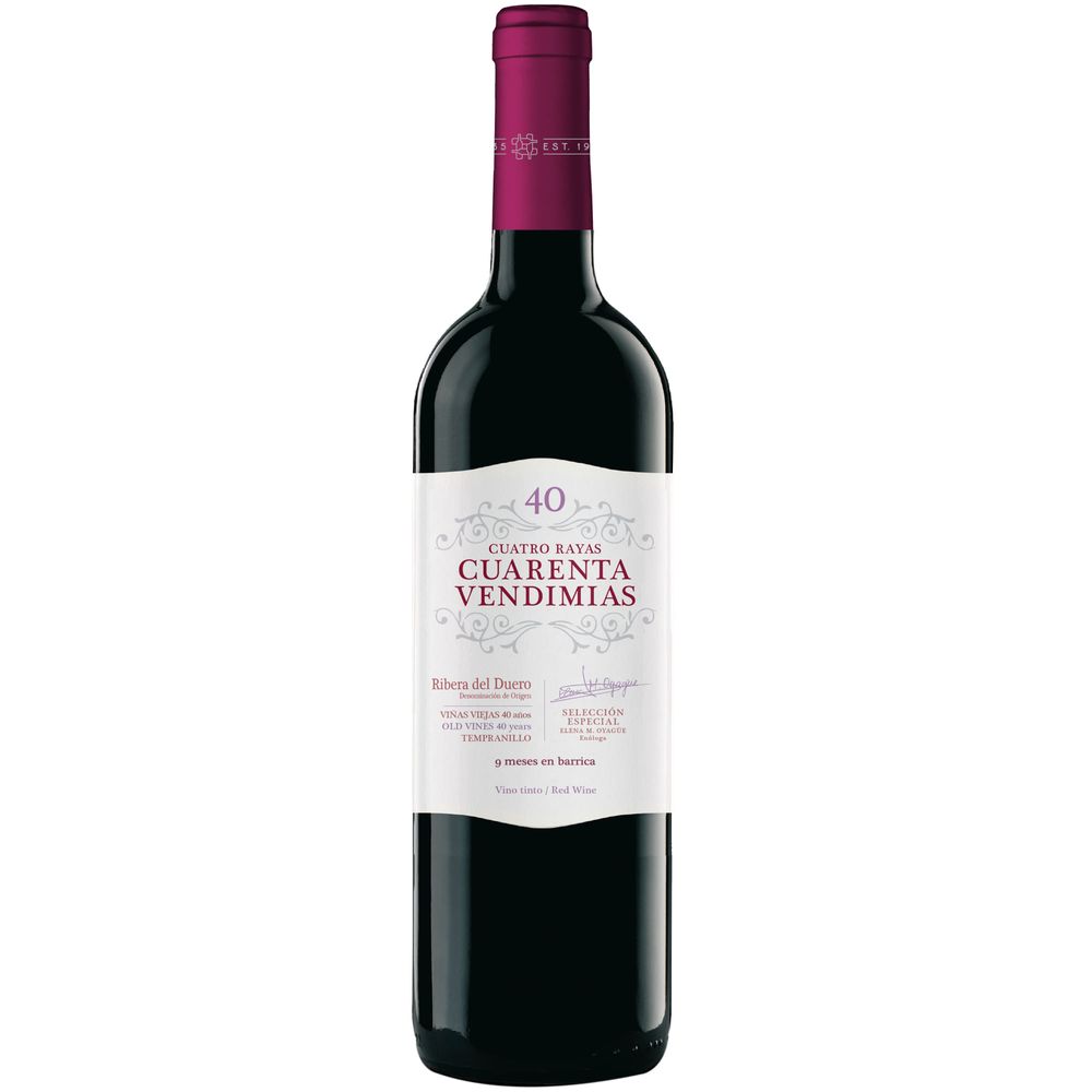 Vino Tinto 40 VENDIMIAS Tempranillo Botella 70ml