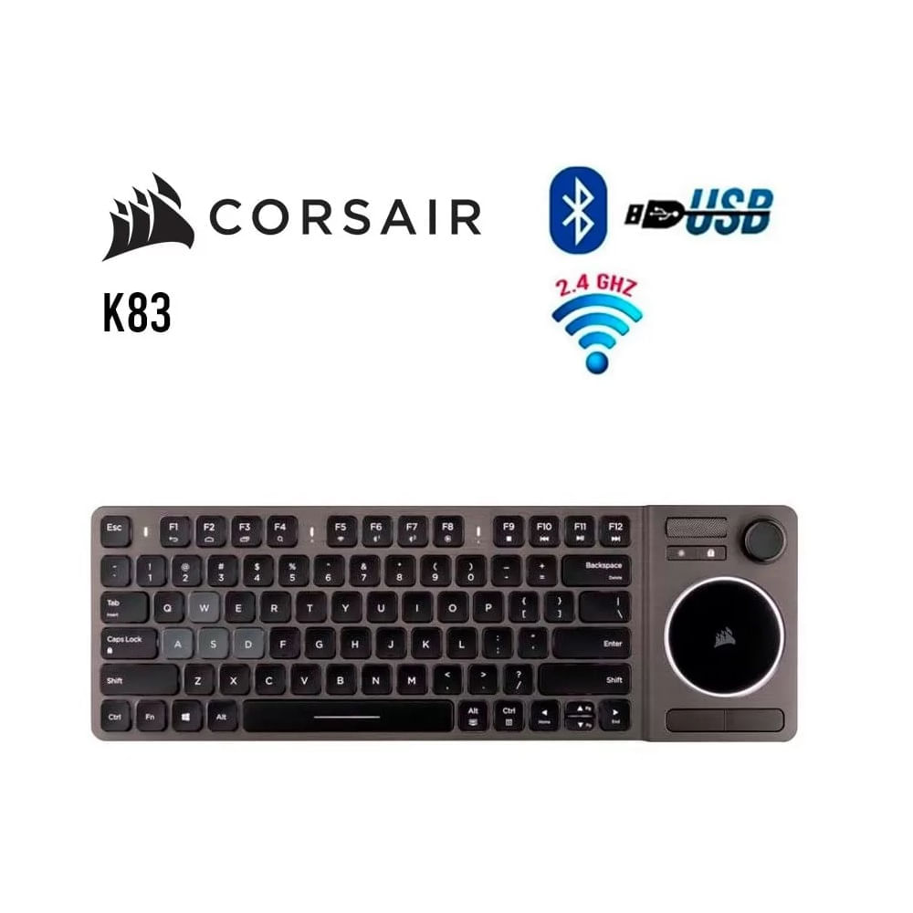 Teclado de Entretenimiento Corsair K83 WIRELESS Aluminio Español CH-9268046-SP