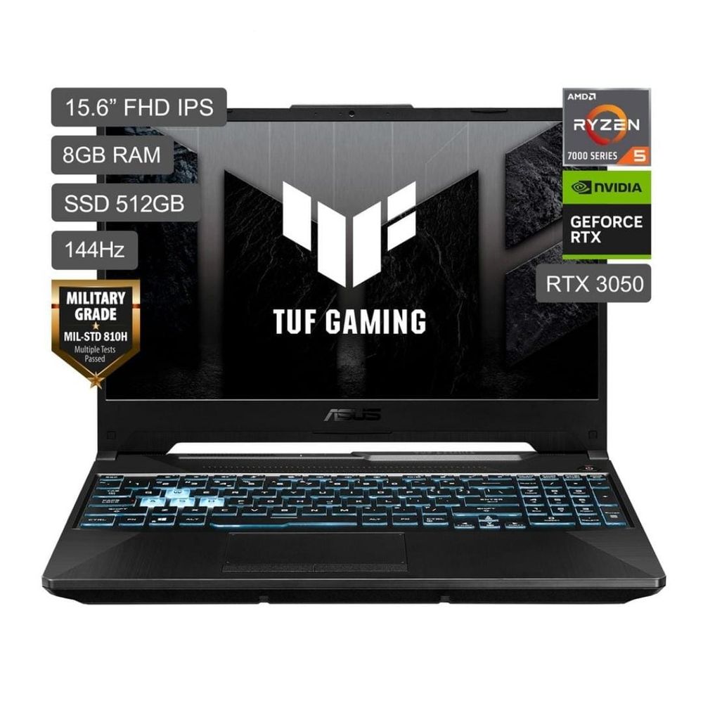 Laptop Asus tuf AMD R5 7535HS 8gb 512gb 15.6 FHD  144HZ 4G RTX 3050 window 11 RGB