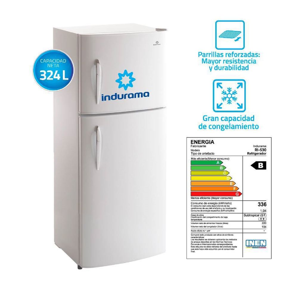 Refrigeradora de 369 Litros Avant Top Freezer Indurama RI-530BL Blanco