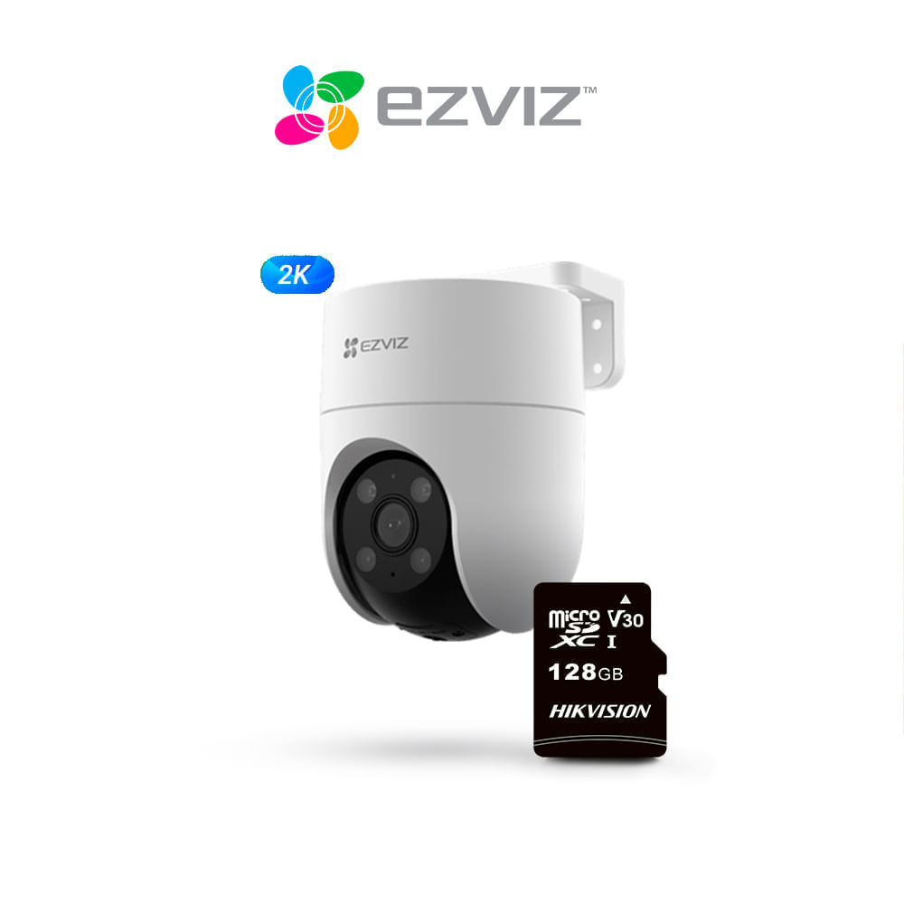Cámara De Seguridad Inteligente Para Exteriores H8C 2K 3MP Ezviz + SD 128 GB
