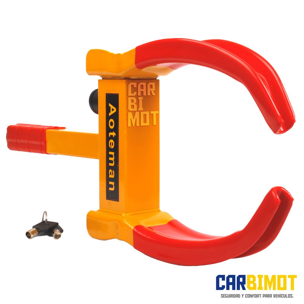 SEGURO BLOQUEO TRABA LLANTA TIMON PEDAL ANTIROBO AOETOMANN PARA AUTOS VEHICULOS Seguro bloqueador traba llantas AOT antirrobo para autos y vehiculos rojo