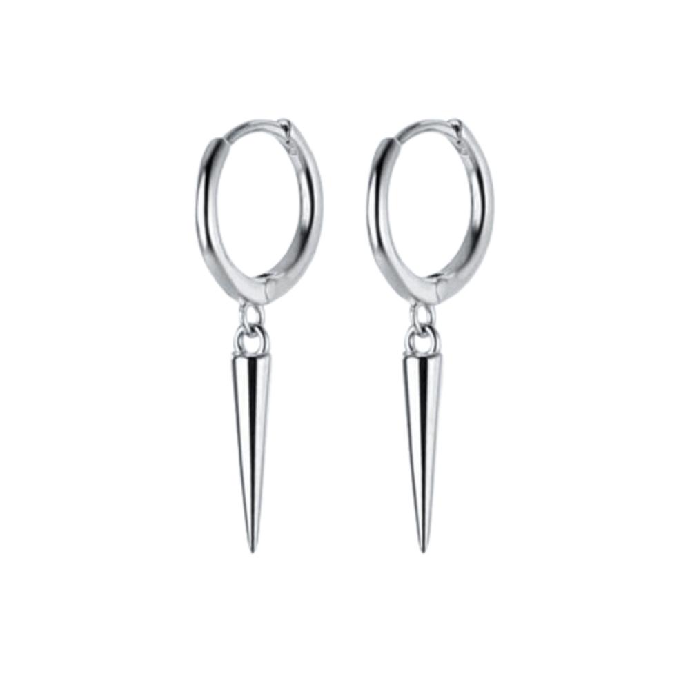 Aretes de Plata Bañado en Oro 18k Modelo Huggies Rock Stuff Plata