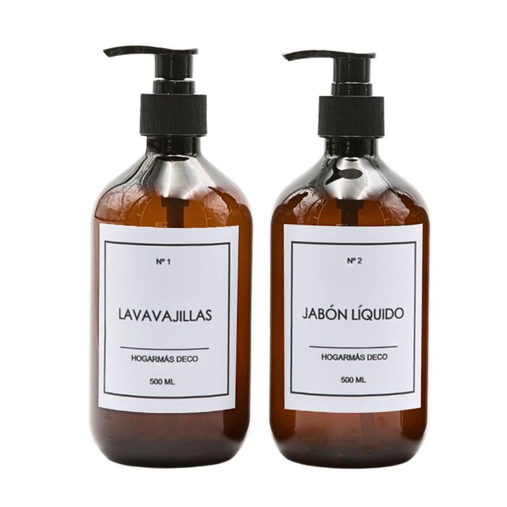 Set de 2 Botellas Dispensadoras para Cocina Ámbar HogarMás