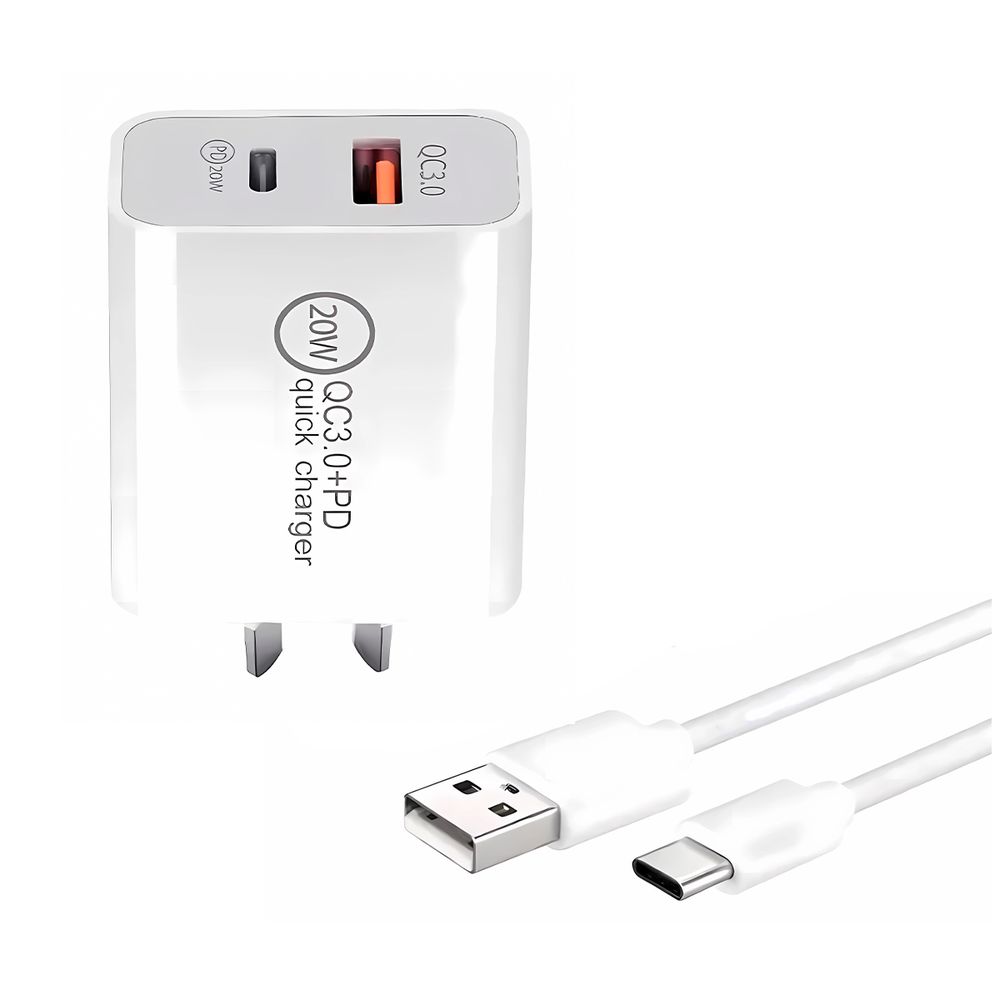 Cargador de 20W con una Entrada USB-C + Cable de 1m