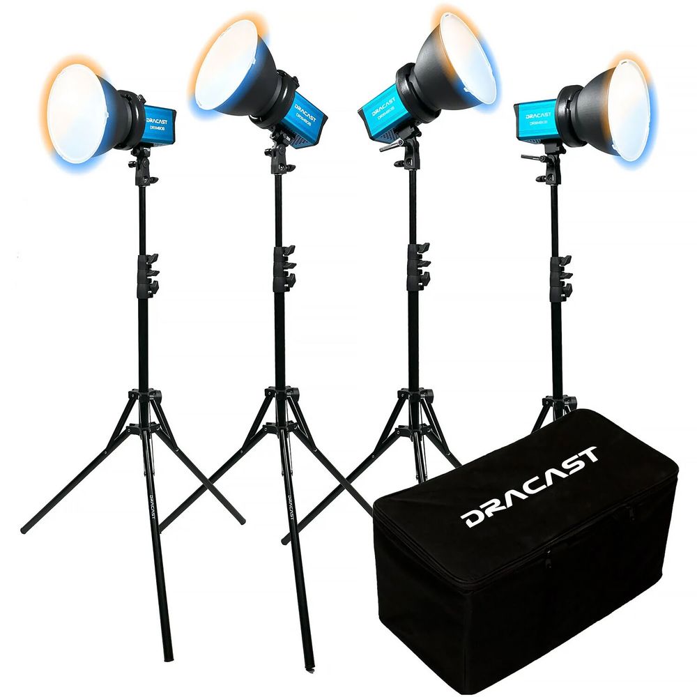 Kit de 4 Luces Led Monolight Dracast X Series M80B Bi Color V Mount con Estuche de Nylon