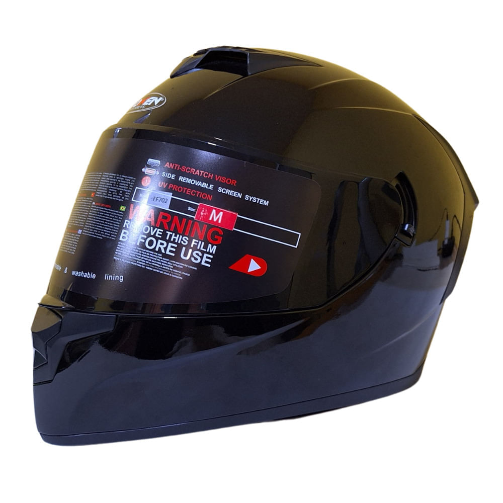 Casco Hoken FF702 Modular Doble Visor talla M - Negro Brilloso