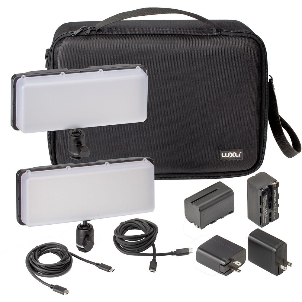 Panel de Luz Led Rgb Luxli Cello² de 10 para Cámara Kit de 2 Luces con Capuchas Difusoras