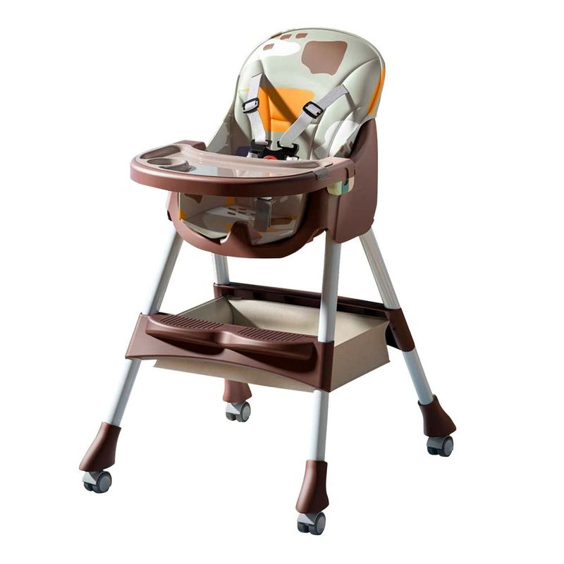 Silla-de-Comer-Bebe-Rodante-Multifuncional-Marron