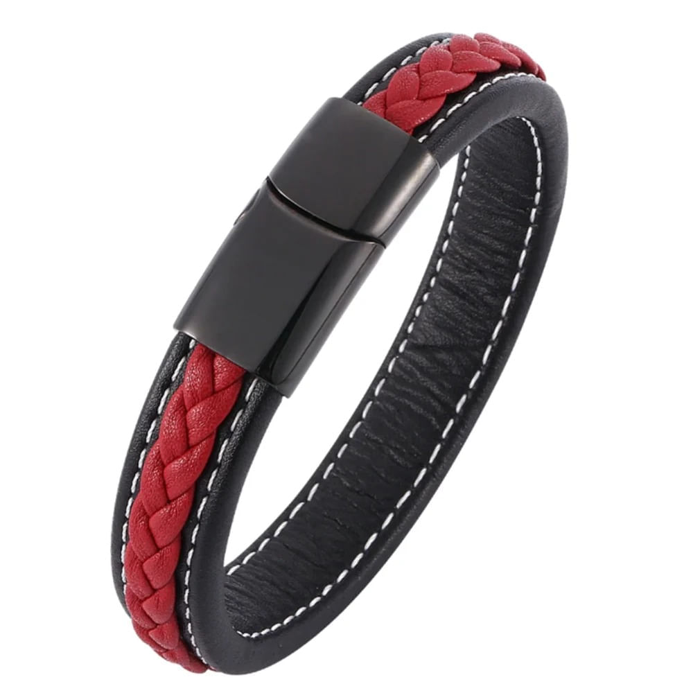 Pulsera De Cuero ELIO ROJO