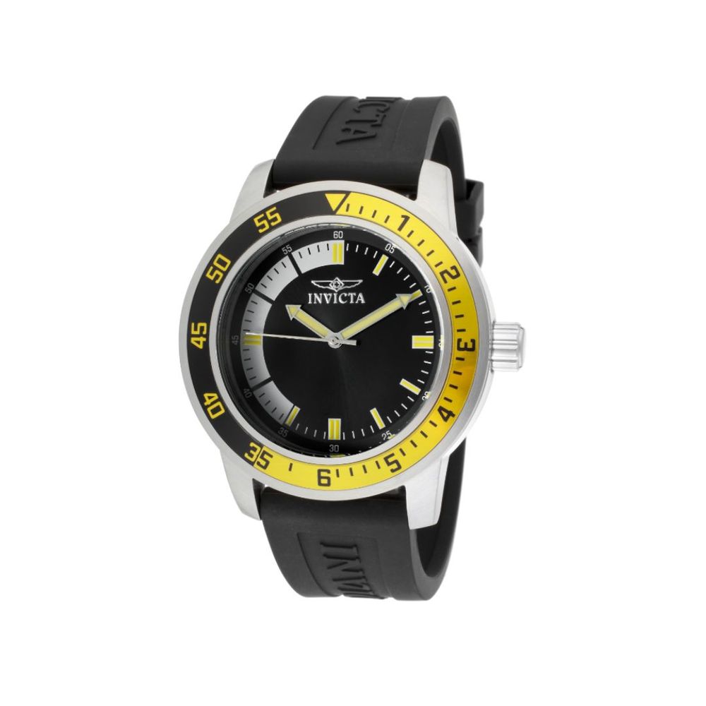 Reloj Analogo Invicta  12846 Specialty Hombre Poliuretano Negro-Amarillo