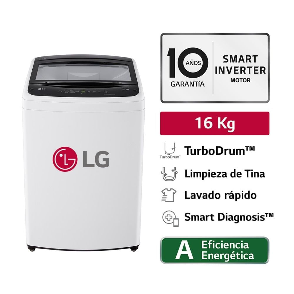 Lavadora LG WT16WVTB TurboDrum Carga Superior 16Kg Blanco