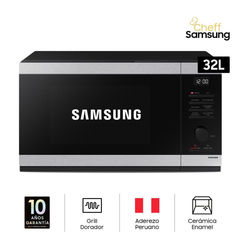 Horno Microondas Samsung MG32DG4524ATPE Grill Dorador 32L Negro/Gris