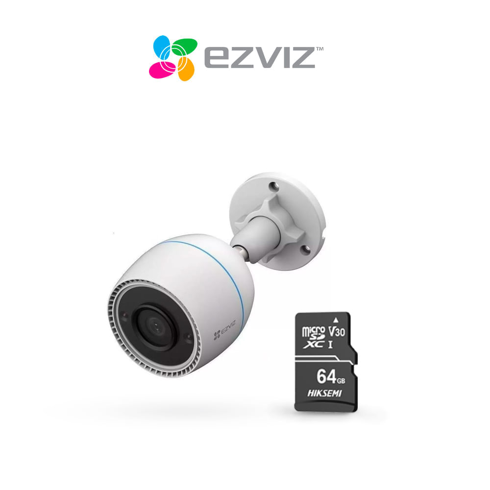 Cámara de seguridad inteligente para exteriores H3C Full-HD Ezviz + SD 64 GB