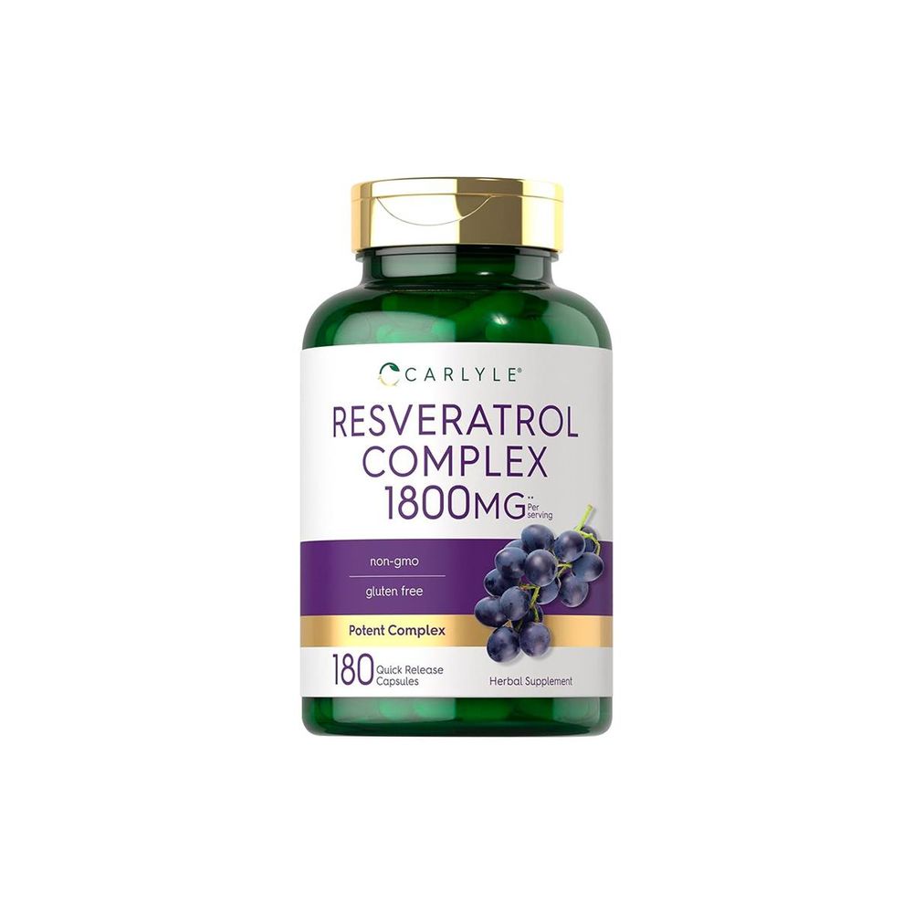 Suplemento de resveratrol 1800 mg Carlyle 180 Capsulas