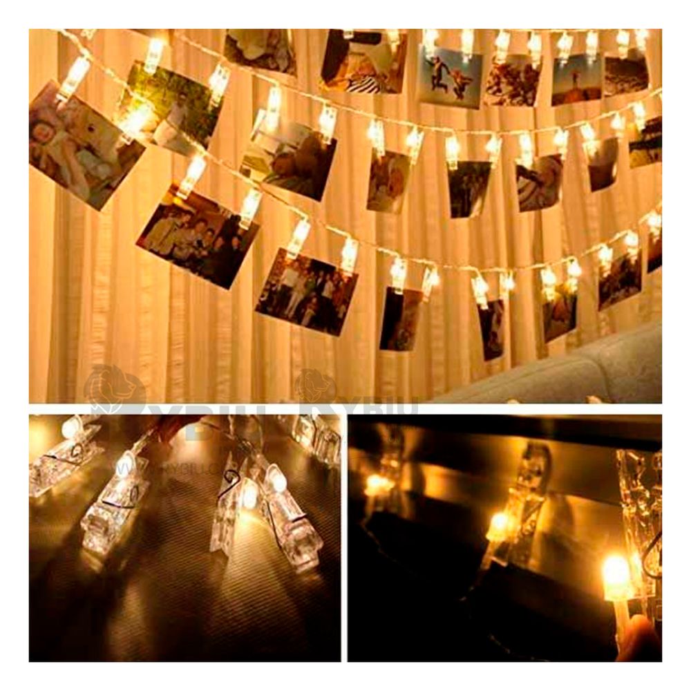 Guirnalda Decorativa con 20 Pinzas LED 3 m Y+Papel de Regalo