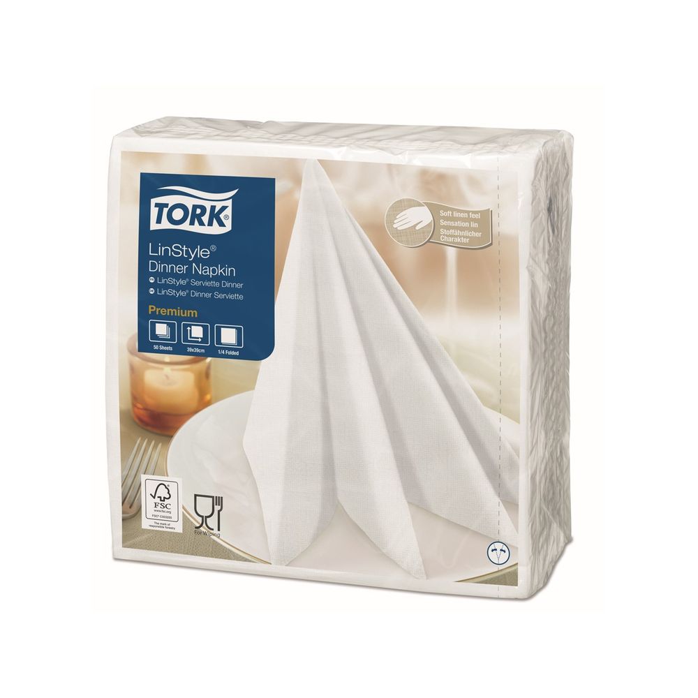 Servilleta Tipo Tela Tork Linstyle Blanca 12 x50
