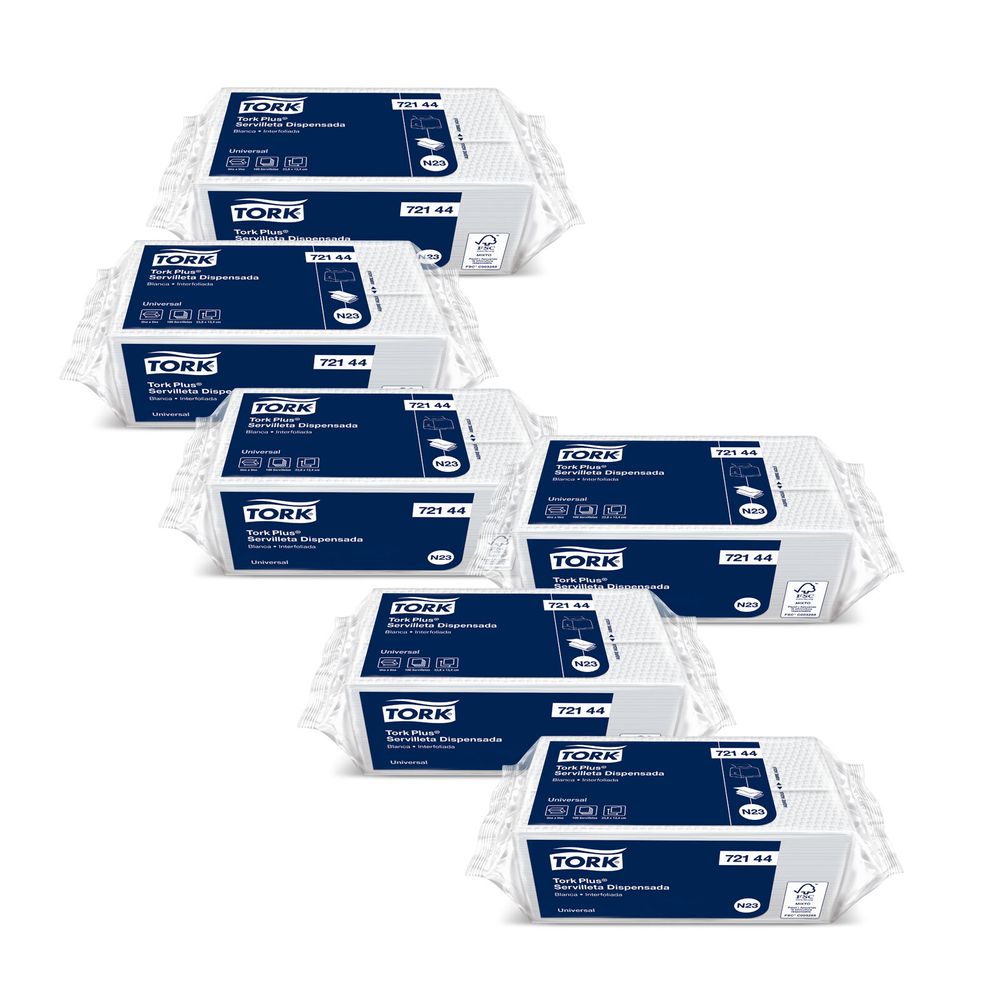 Servilleta Plus Tork Hoja Simple Blanca 6 paq x100
