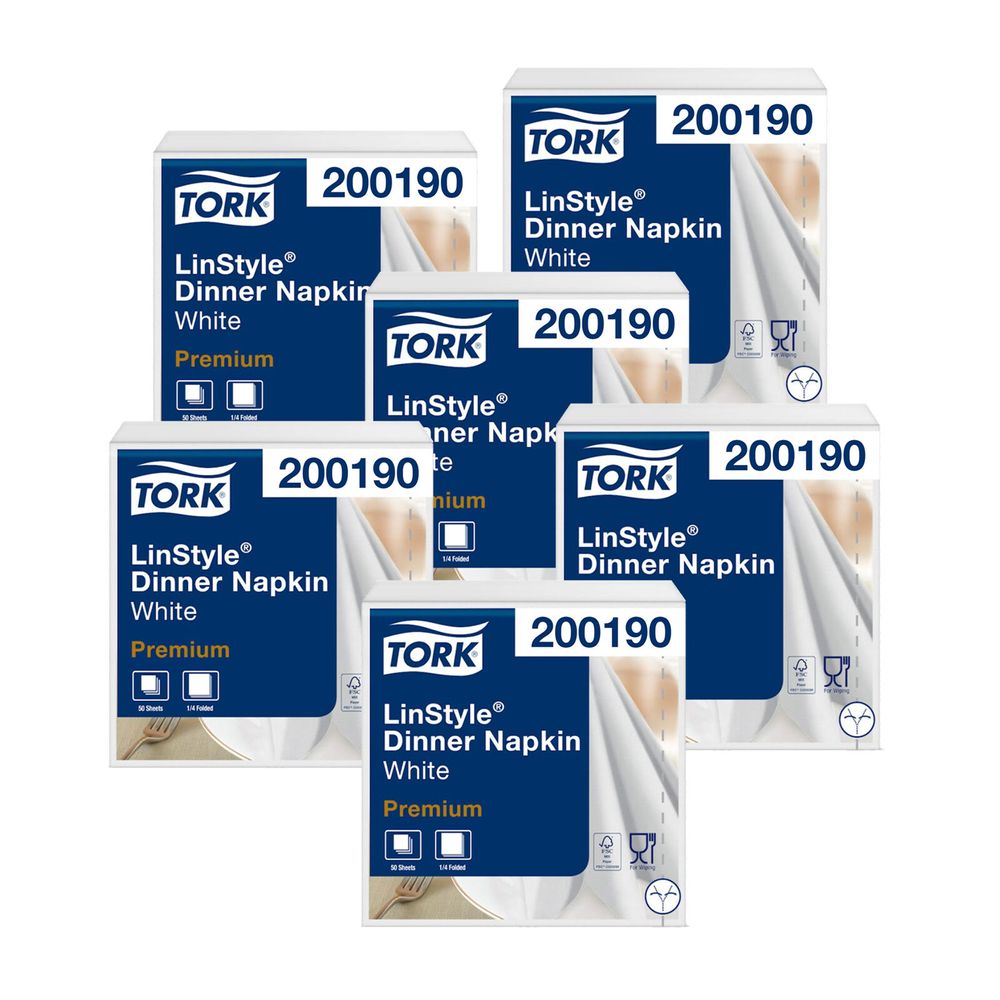 Servilleta Tipo Tela Tork Linstyle Blanca 6paq x50