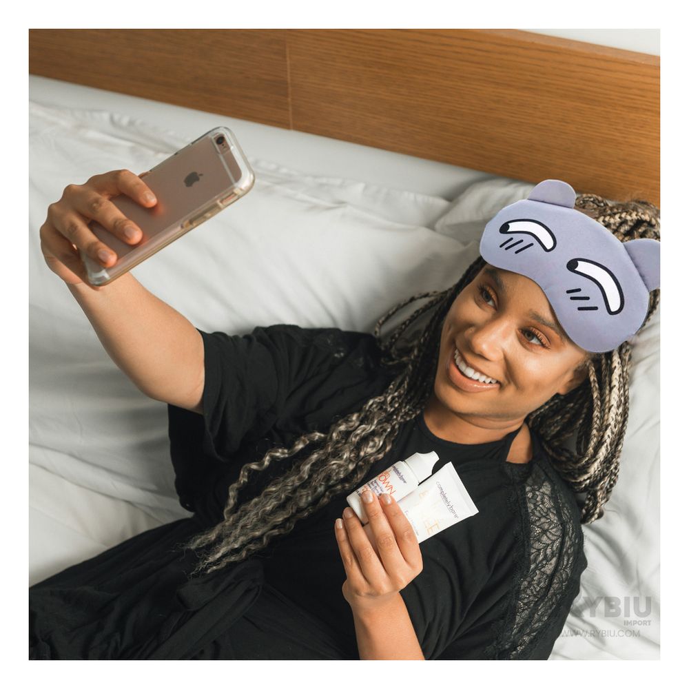 Antifaz de Algodón con Gel con Diseño de Ojos Gris