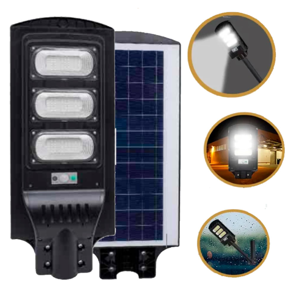 Farola Con Panel Solar IP65 Sensor Movimiento Lampara Luz Led 90w